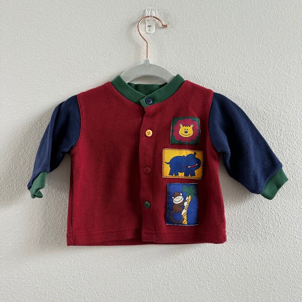 Vintage specialty kids Color block animal cardigan size 3/6M Cotton blend